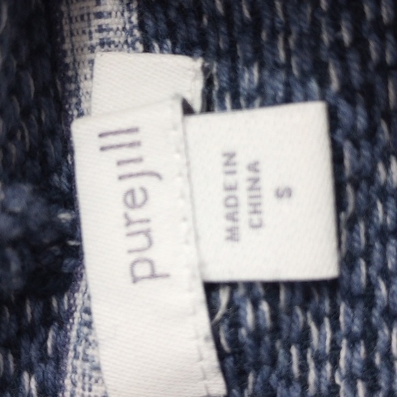 J. Jill Pure Jill Womens Pullover Sz S Blue Funnel Neck Tunic Pocket Knit Cotton - Picture 3 of 9